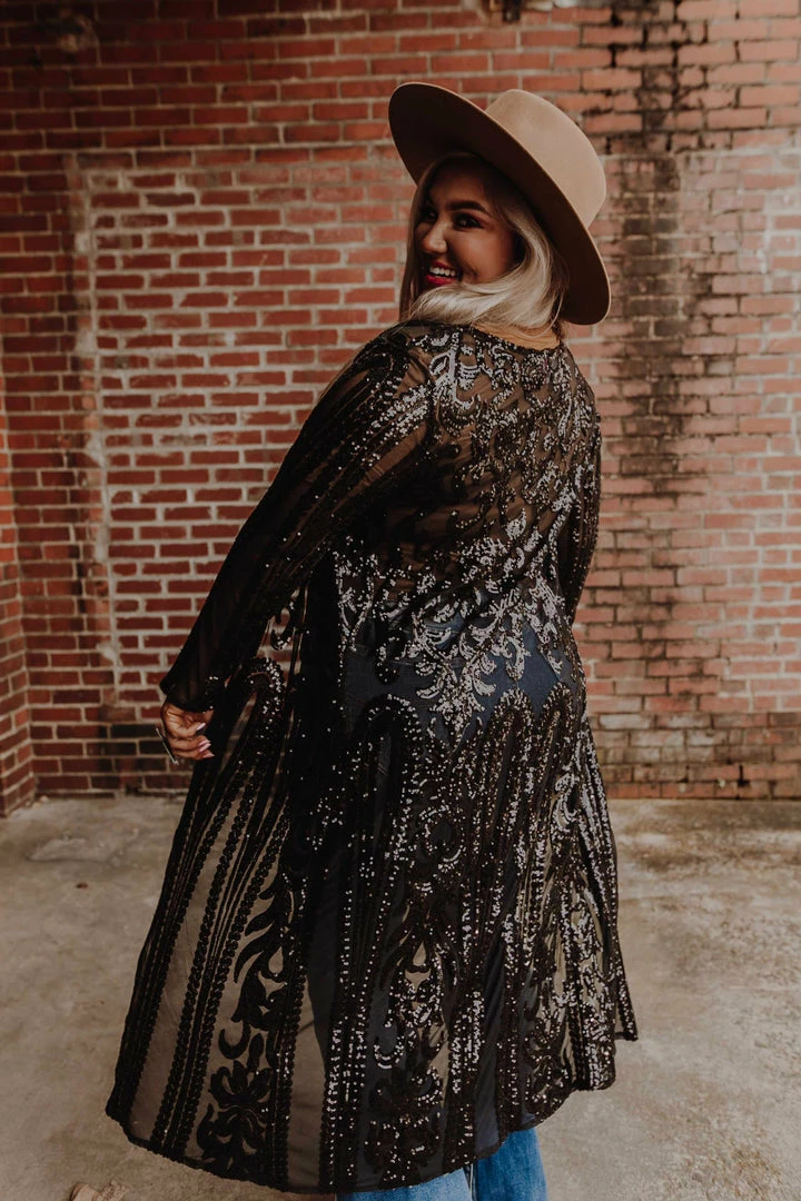 Dongguan Haohoo Clothing CO., Ltd Pre-Orders PREORDER The Royal Sequin Duster - Black 6 Dongguan Haohoo Clothing CO., Ltd Pre-Orders PREORDER The Royal Sequin Duster - Black