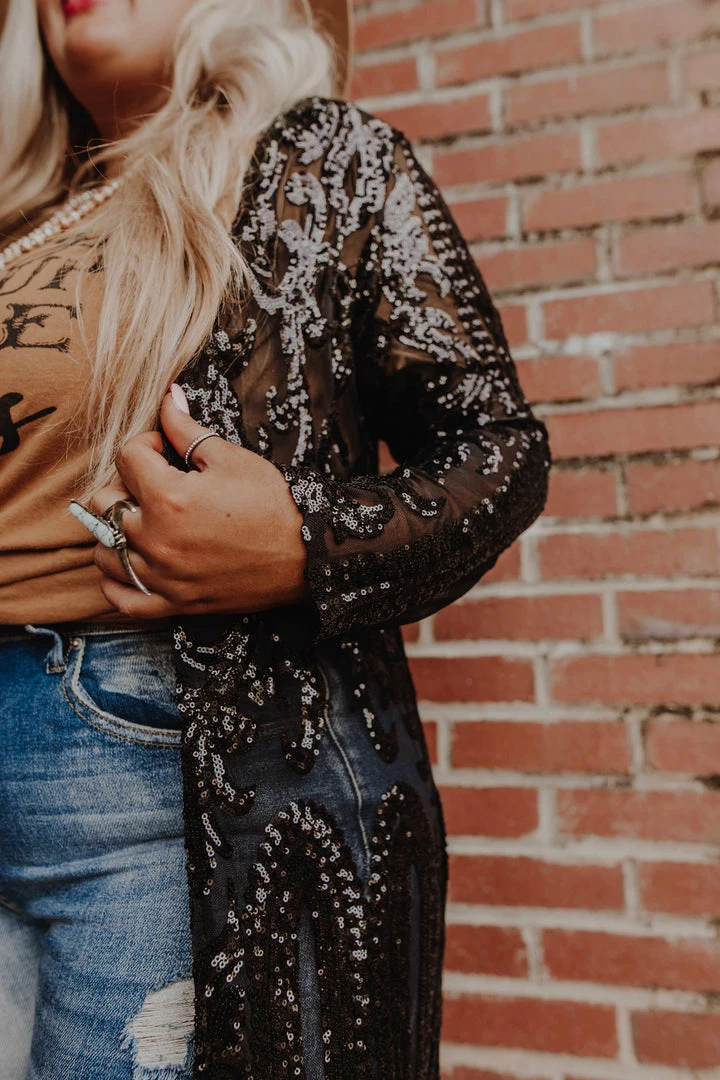 Dongguan Haohoo Clothing CO., Ltd Pre-Orders PREORDER The Royal Sequin Duster - Black 8 Dongguan Haohoo Clothing CO., Ltd Pre-Orders PREORDER The Royal Sequin Duster - Black