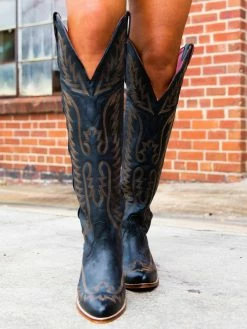 Alig Tannery Pre-Orders PREORDER Black Knight — Knee High Leather Western Boots