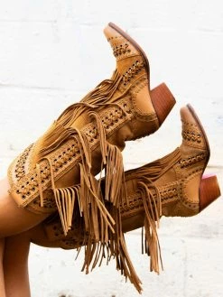 Alig Tannery New Arrivals All Around The Fringe — Cowgirl Boots With Fringe In Tan Leather