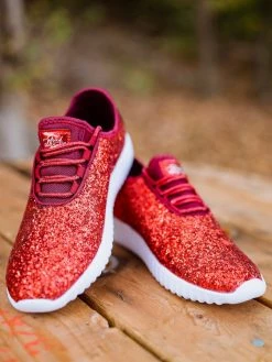 Mango Glitter Bomb Sneakers Adult And Children - Red On White