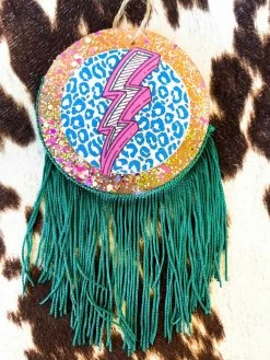 Southern Custom Designs Leopard Lightning Bolt Fringe Freshie