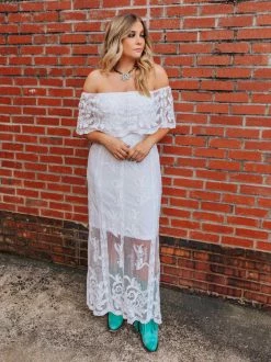 D & J Industries Bridal Ivory Off Shoulder Dress