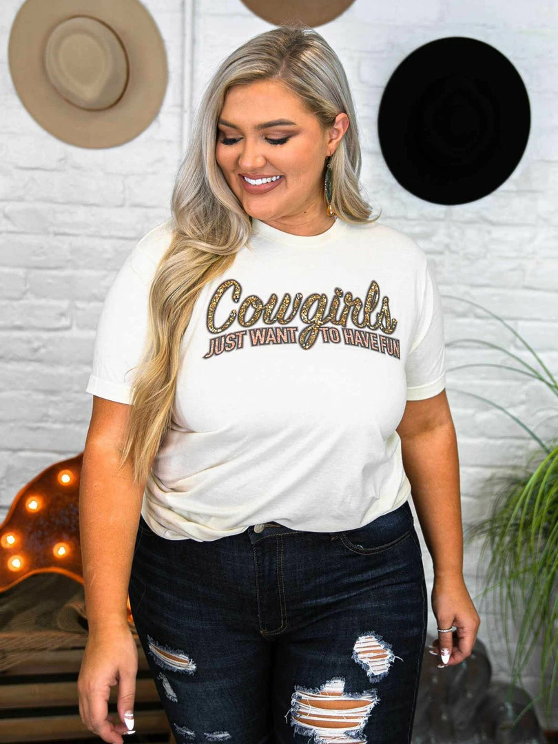 Bling-A-Gogo Tees Cowgirls Just Want To Have Fun Tee 4 Bling-A-Gogo Tees Cowgirls Just Want To Have Fun Tee
