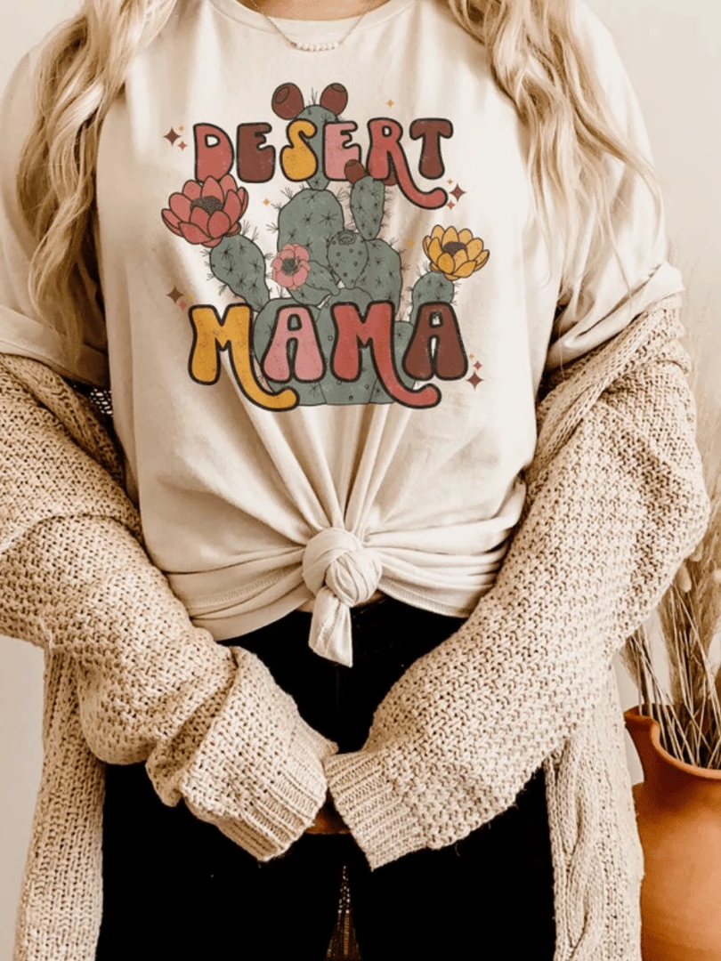 Miss Mud Pie Clothing Desert Mama Cactus T-shirt - Natural 3 Miss Mud Pie Clothing Desert Mama Cactus T-shirt - Natural