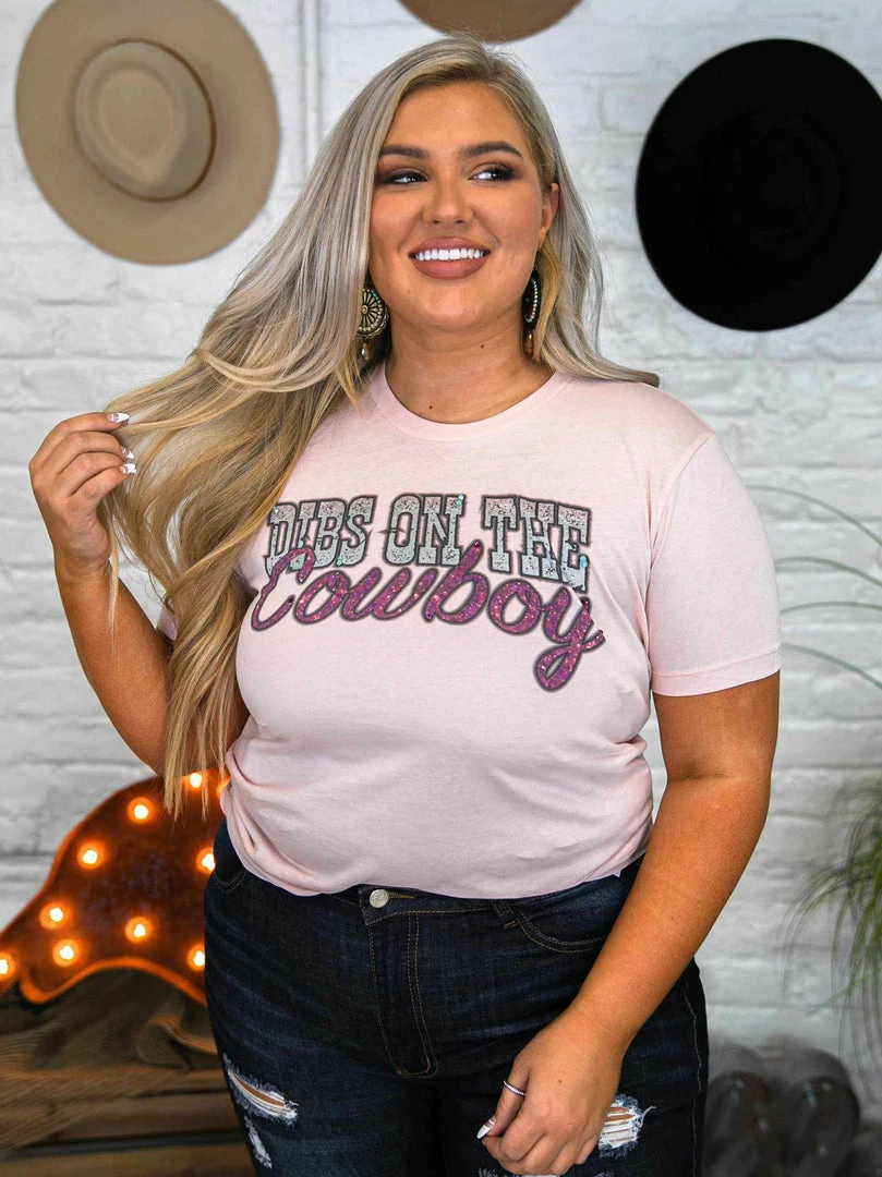 Bling-A-Gogo Dibs On The Cowboy Tee - Faded Pink 5 Bling-A-Gogo Dibs On The Cowboy Tee - Faded Pink