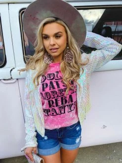 Buckin Barn Tees Dolly Patsy Bleached Tee - Pink