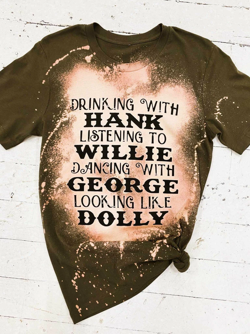 Buckin Barn Drinking With Hank Tee - Army Tees 3 Buckin Barn Drinking With Hank Tee - Army Tees