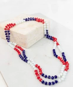 Southern Grace New Arrivals Double Wrapped Patriotic Beaded Necklace