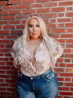 D & J Industries Co., LTD. Enchanted Nights Bodysuit - Rose Gold Tops