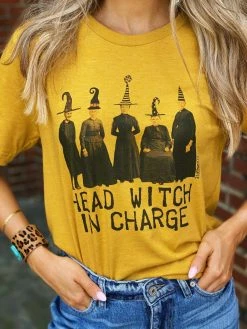 Miss Mud Pie Head Witch In Charge Tee - Mustard