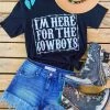 Miss Mud Pie Here For The Cowboys Tee - Black Tees