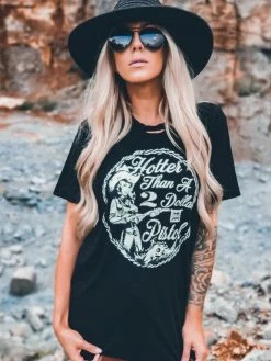 Country Deep Hotter Than A 2 Dollar Pistol Distressed Tee New Arrivals