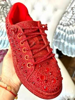 Azalea Wang Glittery Red Chic Sneakers