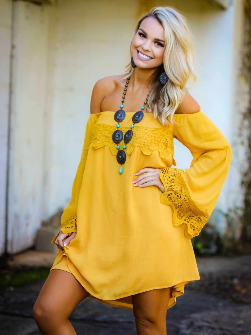 D & J Industries Lace Talk About It Tunic Dress - Mustard Clothing 6 D & J Industries Lace Talk About It Tunic Dress - Mustard Clothing