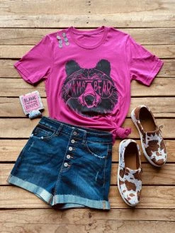 Buckin Barn Mama Bear Tee - Berry Tees