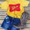Country Deep Mama Tried Distressed Tee - Mustard Tees