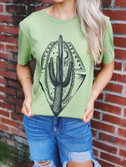 Miss Mud Pie Tees Midnight Cactus Tee - Green