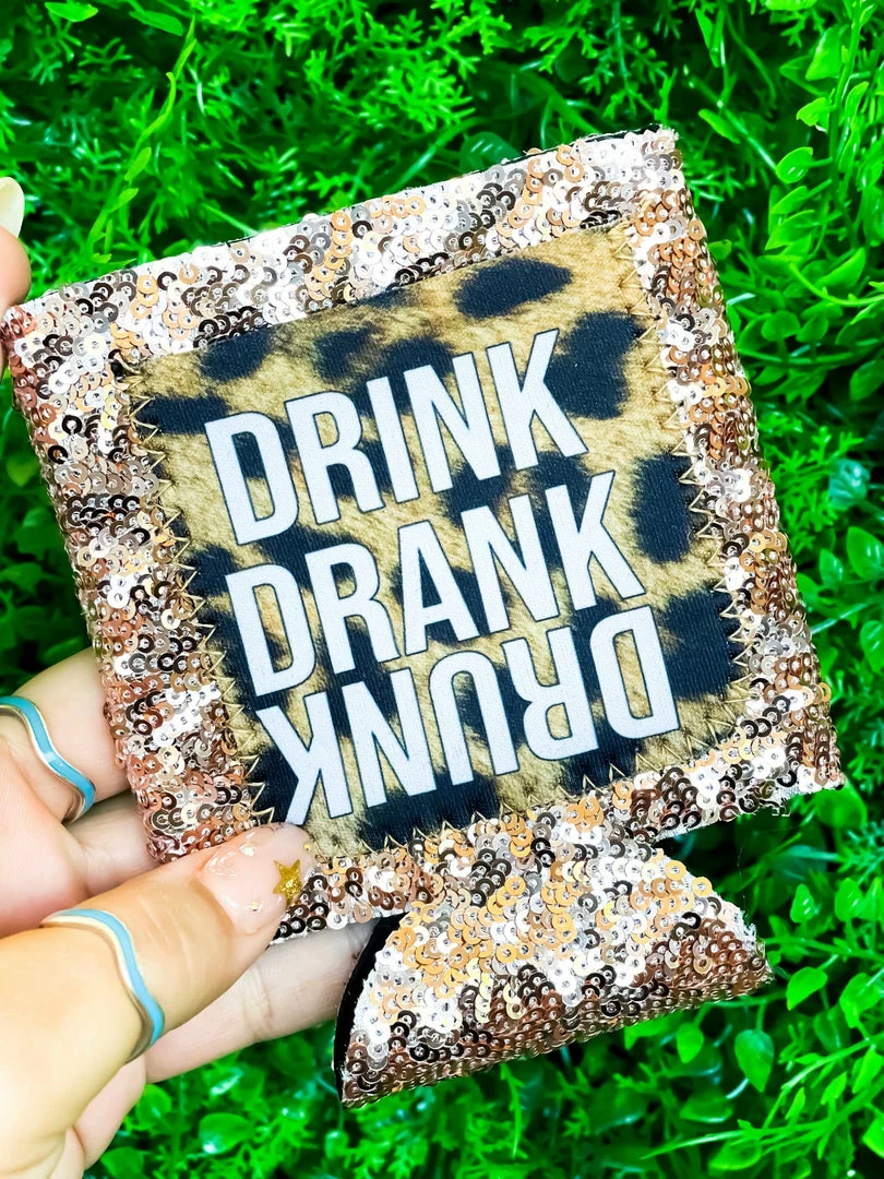 Southern Grace Drink Drank Drunk Sequin Can Coolers - Rose Gold 3 Southern Grace Drink Drank Drunk Sequin Can Coolers - Rose Gold