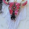 Southern Custom Designs New Arrivals Pink Glitter And Fringe Steer Freshie
