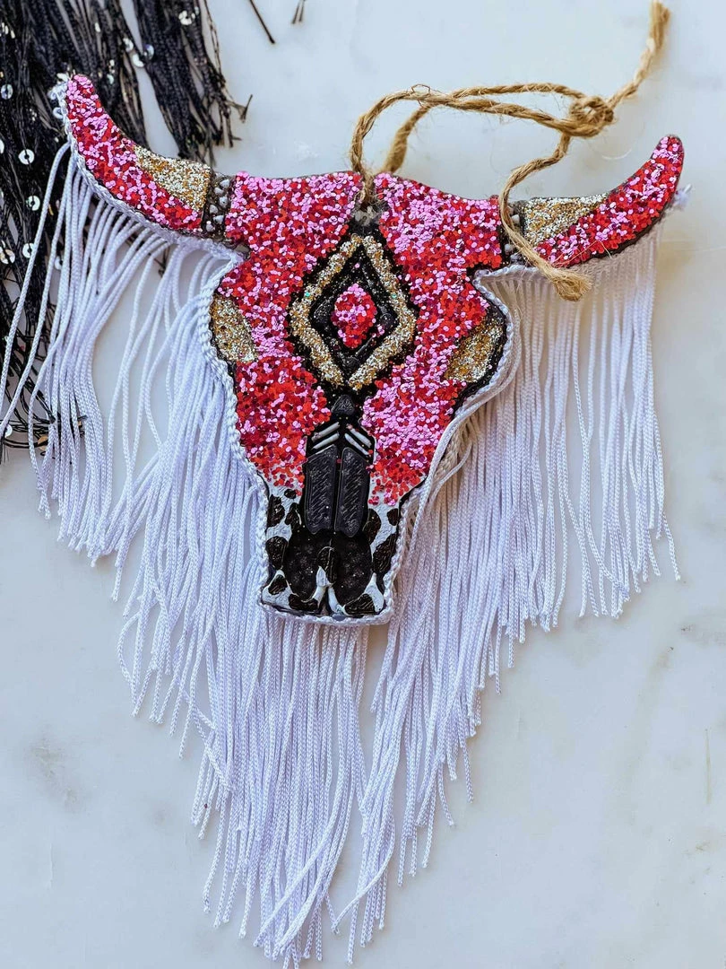 Southern Custom Designs New Arrivals Pink Glitter And Fringe Steer Freshie 3 Southern Custom Designs New Arrivals Pink Glitter And Fringe Steer Freshie