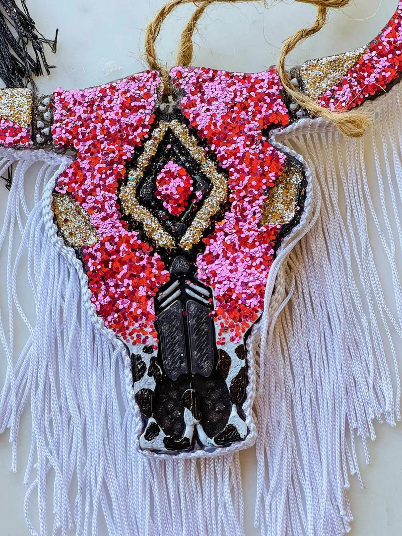 Southern Custom Designs New Arrivals Pink Glitter And Fringe Steer Freshie 4 Southern Custom Designs New Arrivals Pink Glitter And Fringe Steer Freshie