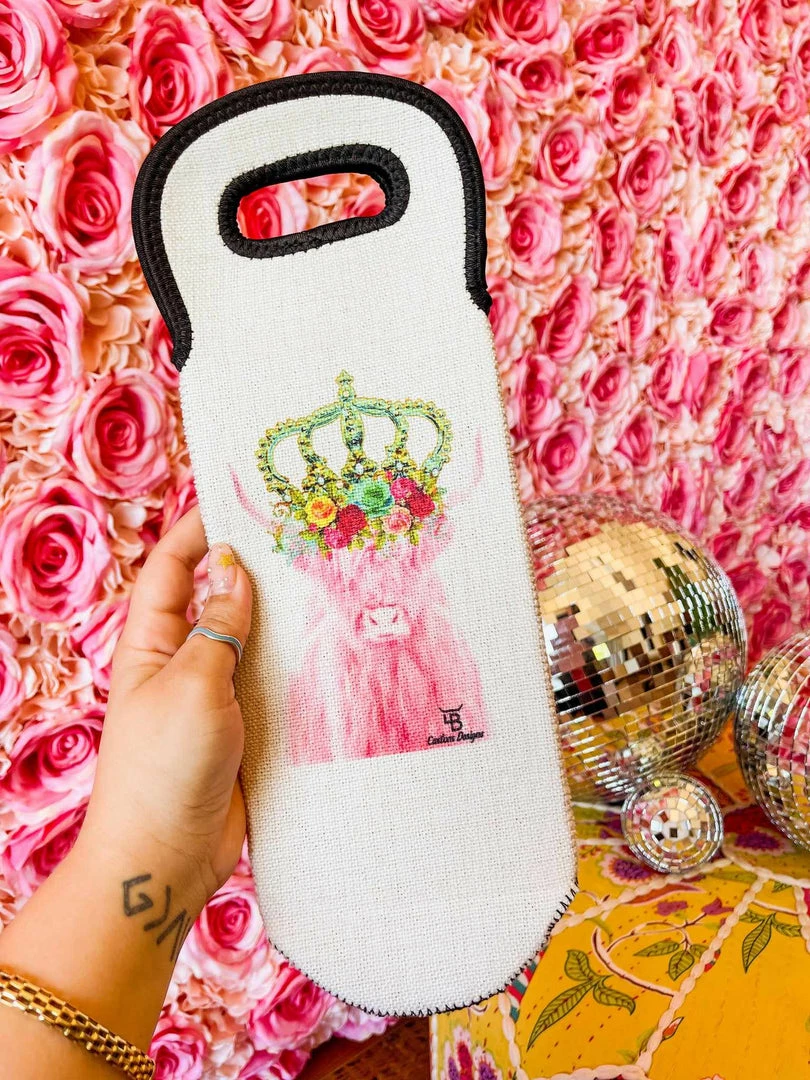 4B Custom Designs LLC Pink Princess Highland Wine Bottle Koozie 3 4B Custom Designs LLC Pink Princess Highland Wine Bottle Koozie