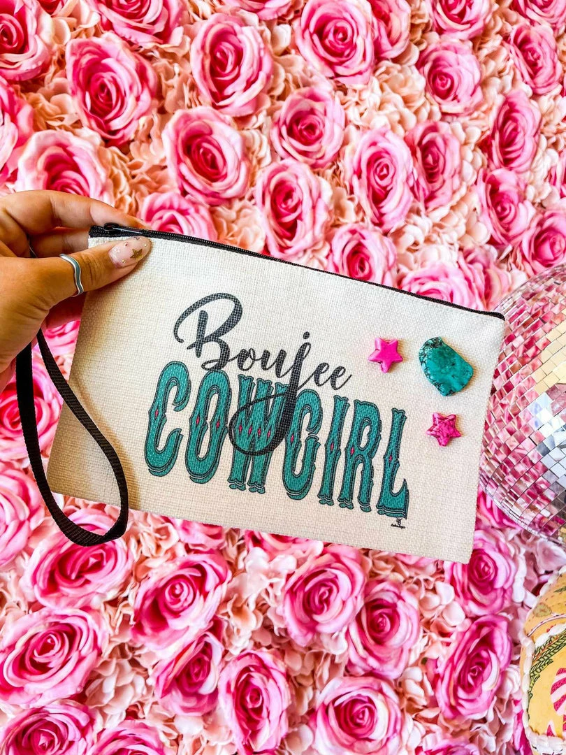 4B Custom Designs LLC Boujee Cowgirl With Stone Makeup Bag 3 4B Custom Designs LLC Boujee Cowgirl With Stone Makeup Bag