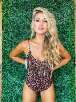 Cheap southernfriedchics Store 14 Sylon Fashion Co, Ltd New Arrivals One Piece Leopard Fringe Swimsuit