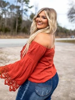 D & J Industries Lace Talk About It — Lace Top In Red