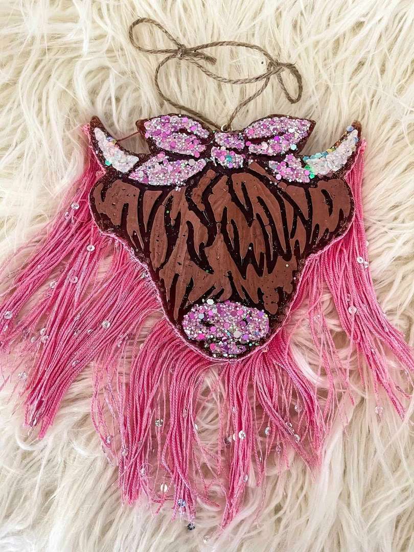 Southern Custom Designs Accessories Fringe Highland Cow Freshie 4 Southern Custom Designs Accessories Fringe Highland Cow Freshie