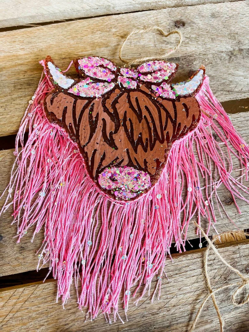 Southern Custom Designs Accessories Fringe Highland Cow Freshie 3 Southern Custom Designs Accessories Fringe Highland Cow Freshie