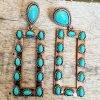 Southern Grace Copper Stone Turquoise Teardrop Rectangle Earrings New Arrivals