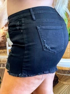 Special A High Rise Distressed Jean Shorts In Black Summer Fever Collection