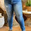 Special A Mid Rise Straight Leg Distressed Jeans In Medium Blue