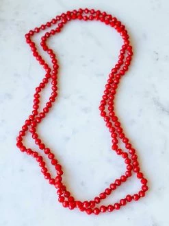 Your Fashion Wholesale Crystal Beaded Necklace - Bright Red Accessories