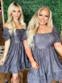 D & J Industies Co., LTD. Pre-Orders PREORDER Girl Next Door Lace Dress - Gray