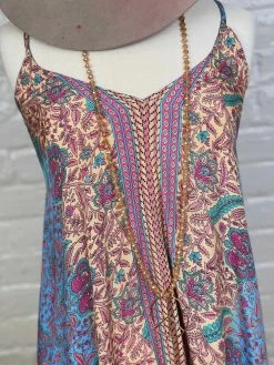 Fashion Fuse Print Tie-Back Maxi Dress - Pink Clothing 7 Fashion Fuse Print Tie-Back Maxi Dress - Pink Clothing