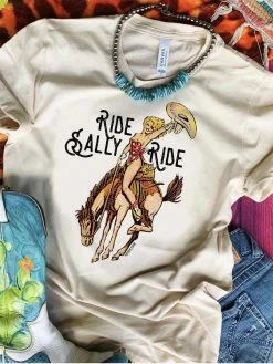Miss Mud Pie Clothing Ride Sally Ride Tee - Cream