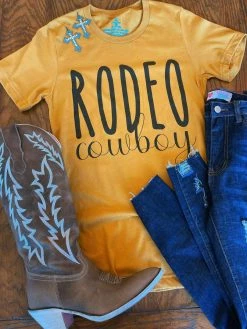 4B Custom Designs LLC Clothing Rodeo Cowboy Tee - Mustard