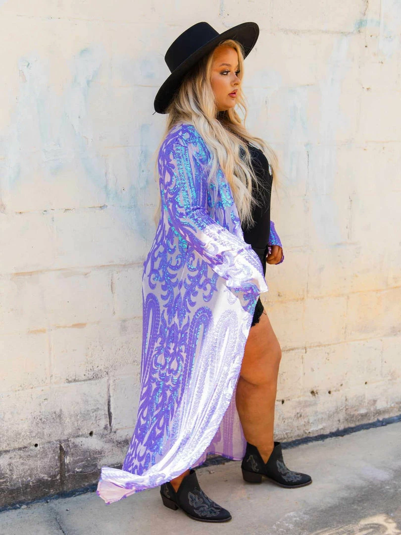 Dongguan Haohoo Clothing CO., Ltd PREORDER The Royal Sequin Duster — Iridescent Purple 6 Dongguan Haohoo Clothing CO., Ltd PREORDER The Royal Sequin Duster — Iridescent Purple