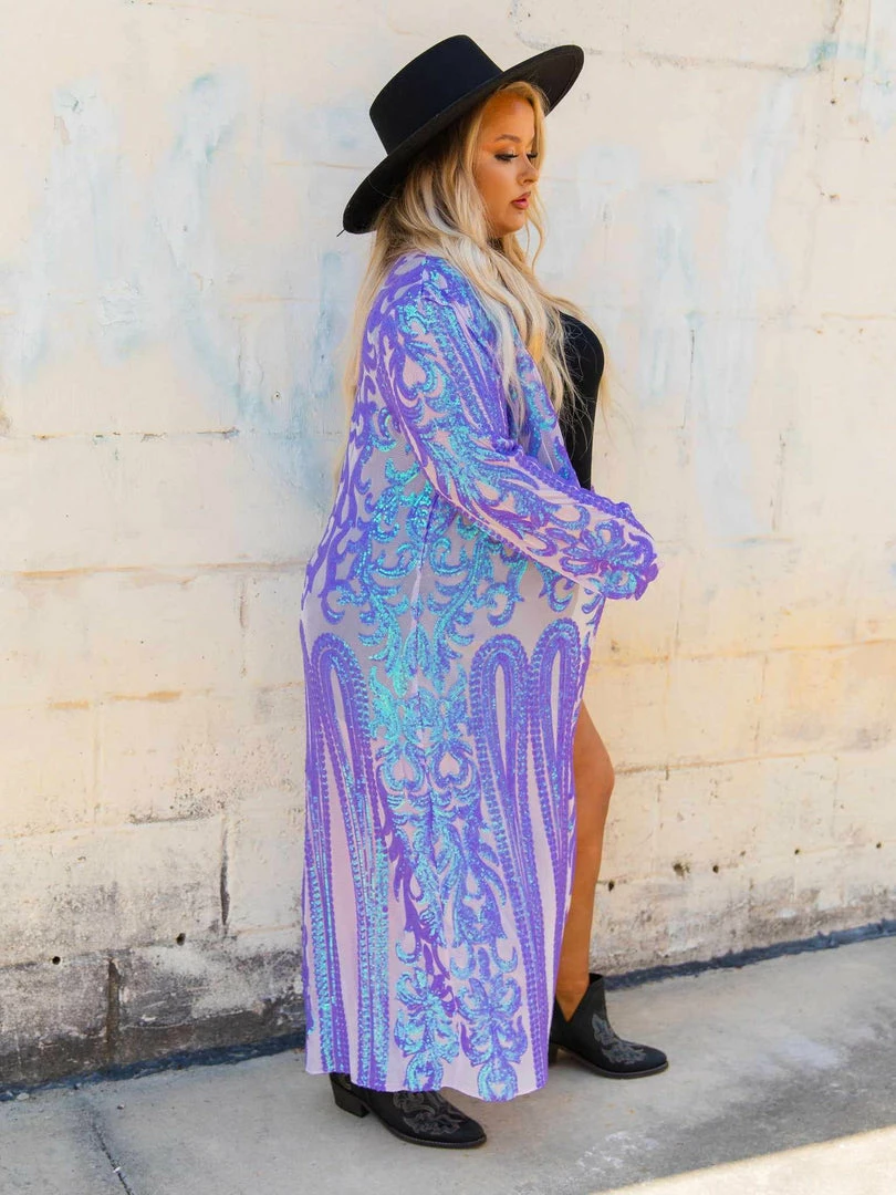 Dongguan Haohoo Clothing CO., Ltd PREORDER The Royal Sequin Duster — Iridescent Purple 4 Dongguan Haohoo Clothing CO., Ltd PREORDER The Royal Sequin Duster — Iridescent Purple