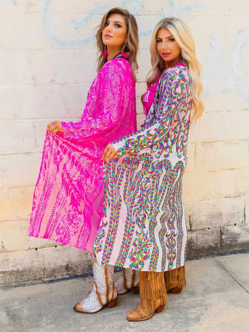 Dongguan Haohoo Clothing CO., Ltd PREORDER The Royal Sequin Duster - Hot Pink 7 Dongguan Haohoo Clothing CO., Ltd PREORDER The Royal Sequin Duster - Hot Pink