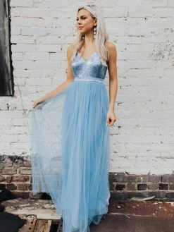 D & J Industries Co., LTD. Sparkle In Sequins Tulle Dress - Sky Blue Sale!