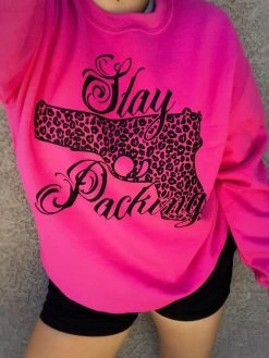 Buckin Barn Stay Packing Sweatshirt - Pink Tees