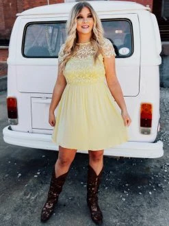 D & J Industries Summer Nights Dress - Yellow