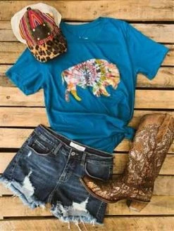 Benita Ceceille Tees The Drifter Buffalo Tee - Ocean Blue