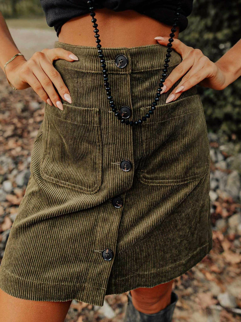 Dongguan Haohoo Clothing CO., Ltd Sale! The Southern Corduroy Skirt - Olive 3 Dongguan Haohoo Clothing CO., Ltd Sale! The Southern Corduroy Skirt - Olive