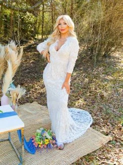 D & J Industries Tie The Knot Dress With Train