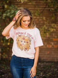 Bling-A-Gogo Tees Trouble Child Tee - Blonde